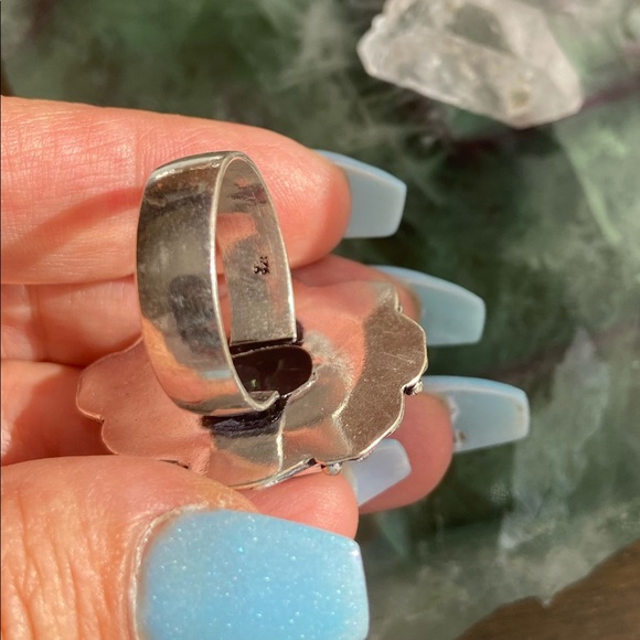 HUGE FLUORITE STERLING SILVER RING - Picture 7 of 12